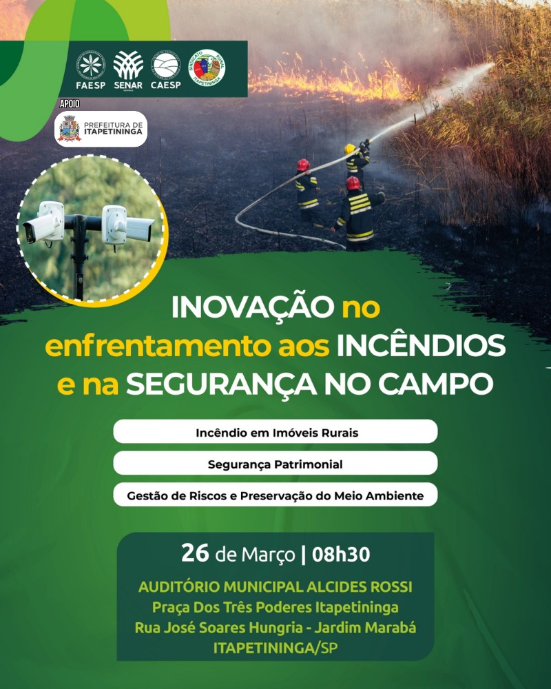Inscrições abertas para o seminário sobre Incêndios e Segurança no Campo